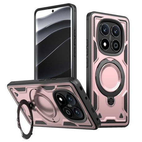 Протиударний чохол MagSafe Holder Armor PC Hybrid для Xiaomi Redmi Note 14 Pro 5G/Poco X7 - рожеве золото