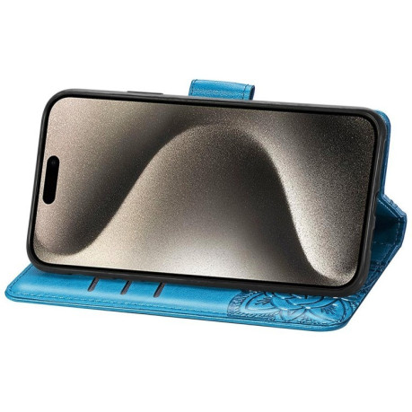 Чехол-книжка Butterfly Love Flower Embossed для iPhone 16 - синий
