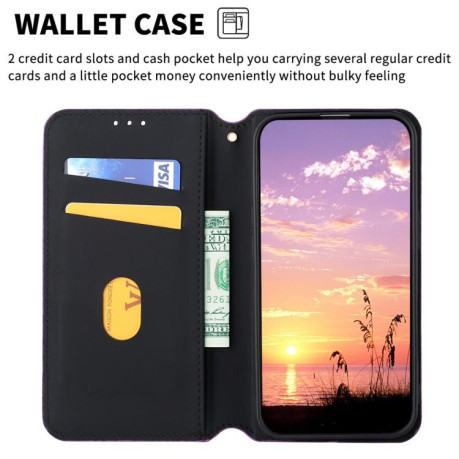 Чехол-книжка Cubic Grid Texture Flip Leather для Xiaomi Redmi A5 4G 173.3mm - фиолетовый