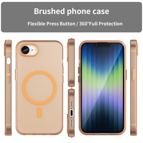 Противоударный чехол MagSafe Frosted Translucent TPU + PC для iPhone 16e - оранжевый