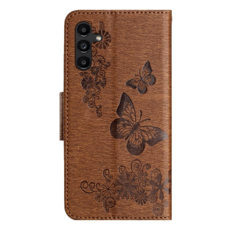 Чехол-книжка Embossed Butterfly для Samsung Galaxy A55 - коричневый