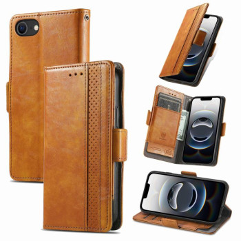 Чехол-книжка CaseNeo Splicing Dual Magnetic Buckle Leather для iPhone 16e - хаки