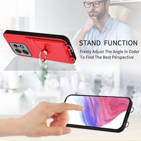 Протиударний чохол R20 Ring Card Holder для Motorola Edge 50 Pro 5G - червоний