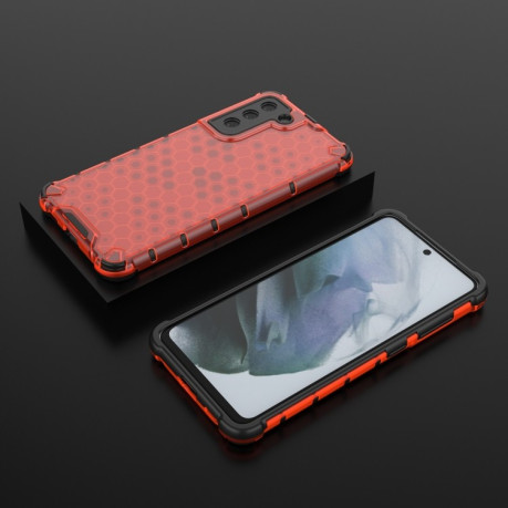 Противоударный чехол Honeycomb на Samsung Galaxy S21 FE - красный