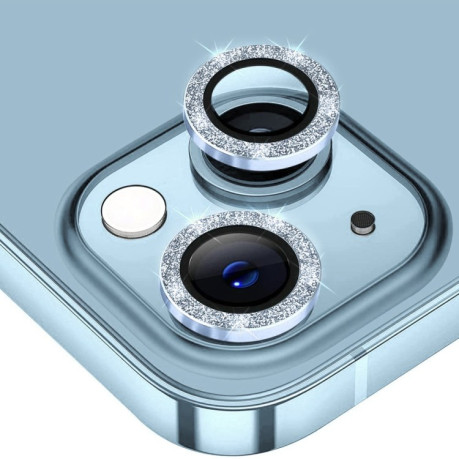 Защитное стекло на камеру для ENKAY Hat-Prince Glitter Rear Lens Aluminium для iPhone 15 / 15 Plus - голубое