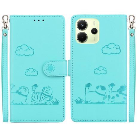 Чохол-книжка Cute Cats RFID Leather для Xiaomi Redmi Note 14 4G 164.84mm - зелений
