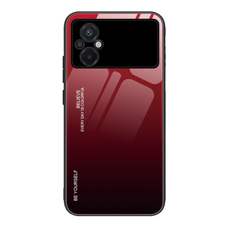 Стеклянный чехол Gradient Color на Xiaomi Poco M5 - черно-красный