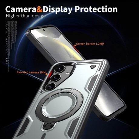 Протиударний чохол MagSafe Holder Armor PC Hybrid для Samsung Galaxy S24 FE 5G - сірий