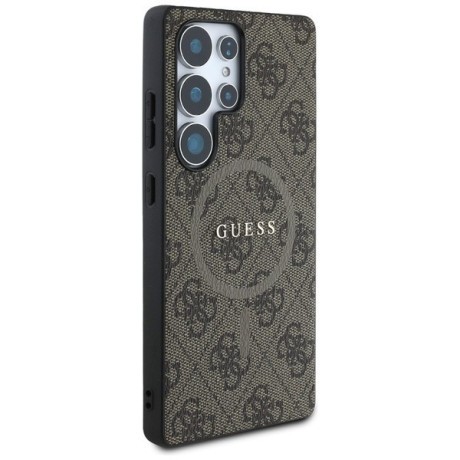 Оригінальний чохол Guess Leather 4G Colored Ring Classic Logo MagSafe для Samsung Galaxy S25 Ultra - Brown
