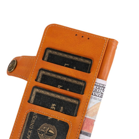 Чехол-книжка KHAZNEH Dual-Splicing для Xiaomi Redmi 10 - коричневый