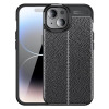 Противоударный чехол Litchi Texture на iPhone 15 Plus - черный