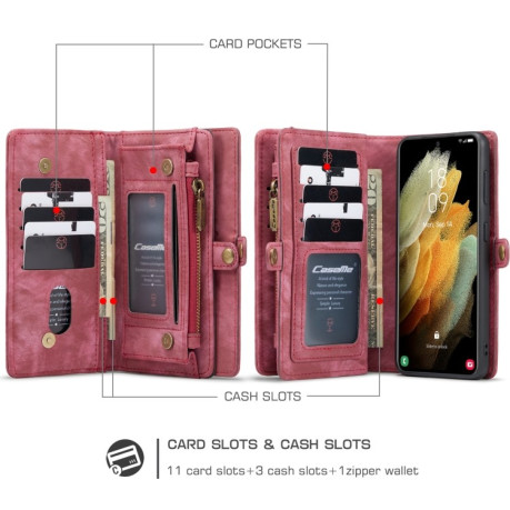 Чохол-гаманець CaseMe 008 Series Zipper Style Samsung Galaxy S21 Plus - червоний