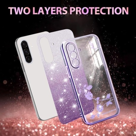 Протиударний чохол Gradient Glitter Flower All-inclusive для Samsung Galaxy A36 - фіолетовий