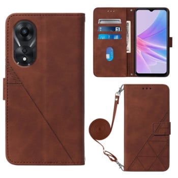 Чохол-книжка Crossbody 3D Embossed на OPPO A78/A58 - коричневий