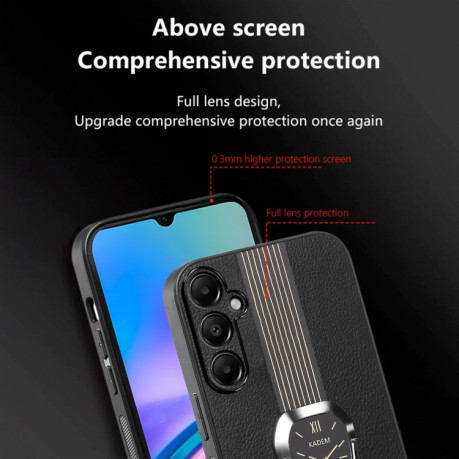 Чехол Magnetic Litchi Leather Back Phone Case with Holder для Samsung Galaxy A05s 5G - черный