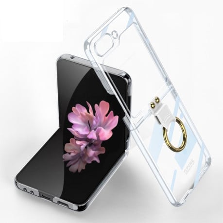 Противоударный чехол GKK Electroplating with Ring для Samsung Galaxy  Flip 6 - прозрачный