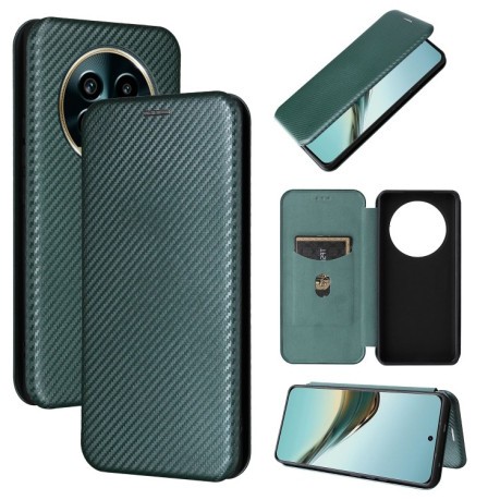 Чохол-книжка Carbon Fiber Texture на Realme 13 Pro / 13 Pro+ - зелений