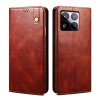 Чехол-книжка Simple Wax Crazy Horse для Xiaomi 15 - коричневый