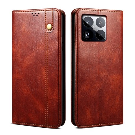 Чохол-книжка Simple Wax Crazy Horse для Xiaomi 15 Pro - коричневий
