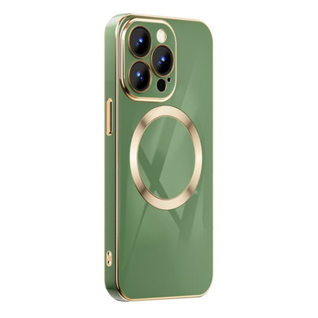 Противоударный чехол 6D Gold Plated Magsafe на iPhone 14 Plus - зеленый