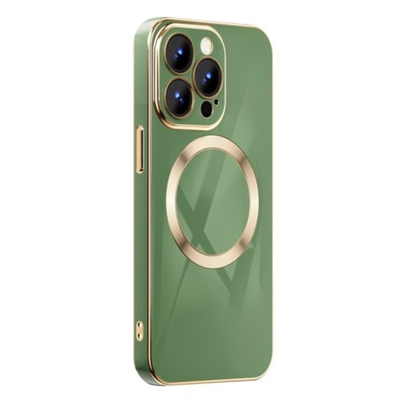 Противоударный чехол 6D Gold Plated Magsafe на iPhone 14 Pro Max - зеленый