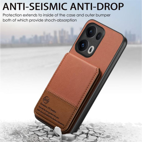 Чохол Twill Fabric Leather Vertical Flip RFID для OPPO Reno13 Pro Global - коричневий