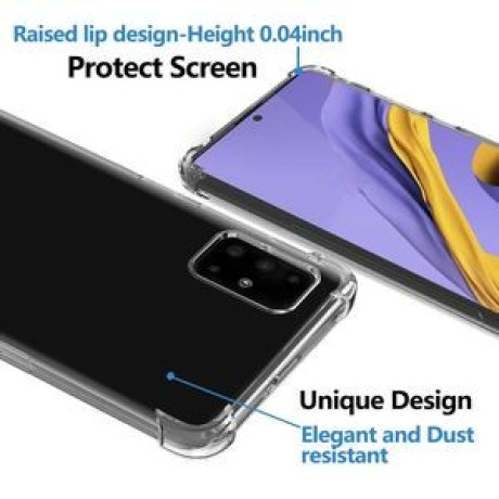 Ударозащитный чехол Four Corners  Dust-Proof на Samsung Galaxy A51-прозрачный