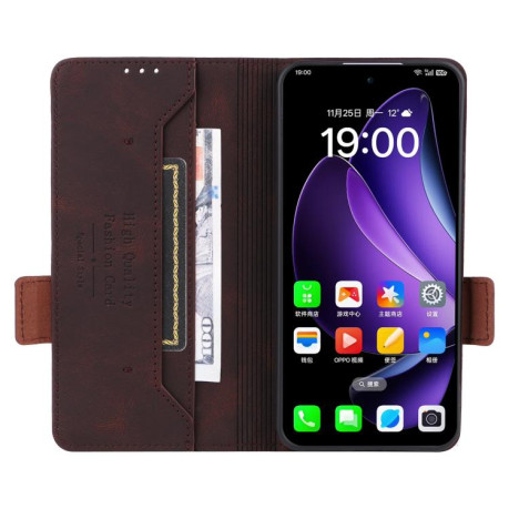 Чехол-книжка Magnetic Clasp Flip для OPPO Reno13 Pro - коричневый