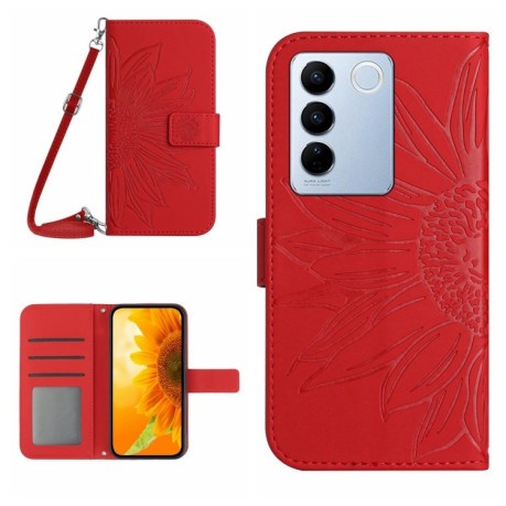 Чохол-книжка Skin Feel Sun Flower для Vivo V27E 4G Global - червоний