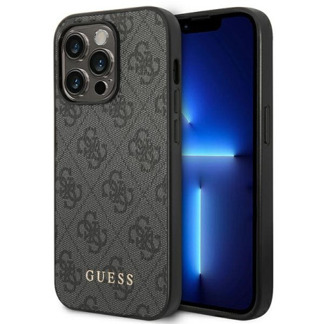 Оригінальний чохол Guess 4G Metal Gold Logo для iPhone 14 Pro Max - grey