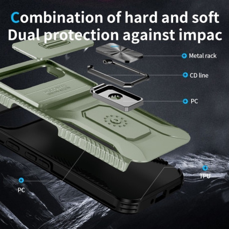 Протиударний чохол Sliding Camshield для Google Pixel 9 Pro XL - зелений