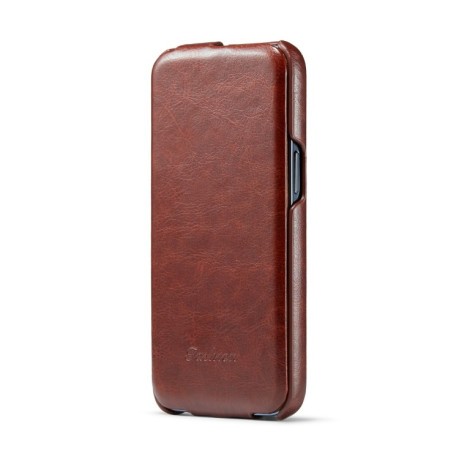 Шкіряний фліп-чохол Fierre Shann Retro Oil Wax Texture на iPhone 14 Pro - коричневий