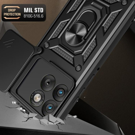 Чехол со шторкой на камеру Sliding Camshield и подставкой для Motorola Edge 70 5G — красный
