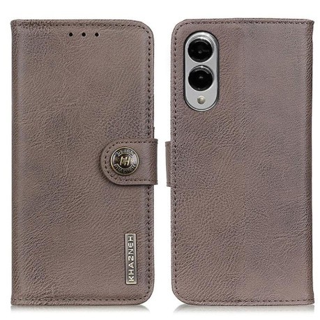 Чехол-книжка KHAZNEH Cowhide Texture на Samsung Galaxy S25 Edge 5G - хаки