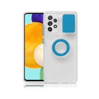 Противоударный чехол Sliding Camera with Ring Holder для Samsung Galaxy A33 5G  - прозрачно- синий