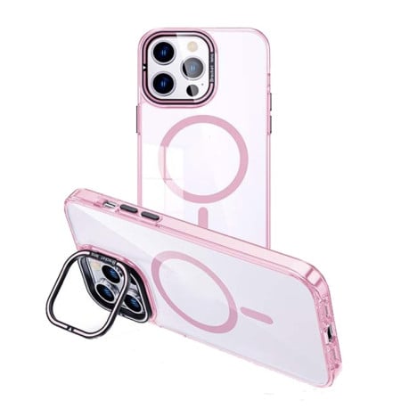 Противоударный чехол MagSafe Magnetic Holder для iPhone 15 Pro Max - розовый