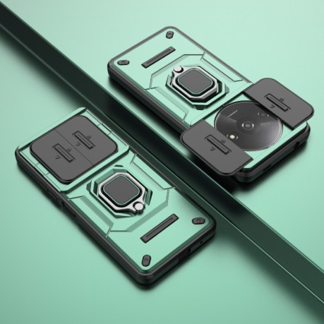Противоударный чехол Sliding Camshield для Xiaomi Redmi A3 4G Global - зеленый