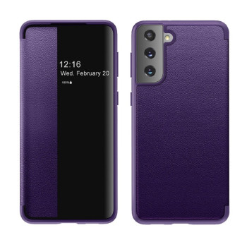 Чехол-книжка Side Window View на Samsung Galaxy S21 Ultra - фиолетовый