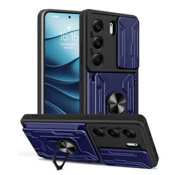 Чехол со шторкой на камеру Sliding Camshield и подставкой на Tecno Camon 40 — синий