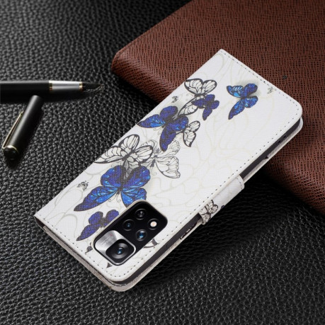 Чехол-книжка Colored Drawing Pattern для Xiaomi Redmi Note 11 Pro 5G (China)/11 Pro+ - Blue Butterflies