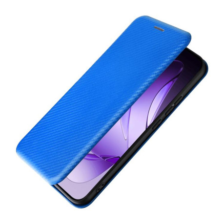 Чехол-книжка Carbon Fiber Texture на OPPO Reno13 5G Global - синий