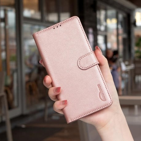 Чехол-книжка Litchi Texture RFID Anti-theft Leather на OPPO Reno14 F 5G - золотой