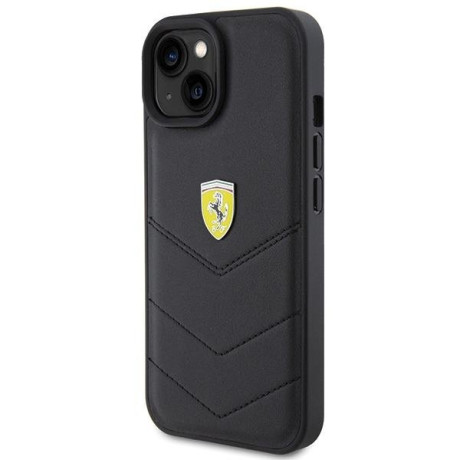 Оригинальный чехол Ferrari Quilted Metal Logo для iPhone 15 - black