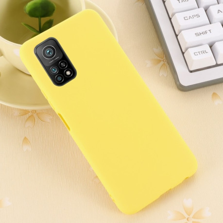Силиконовый чехол Solid Color Liquid Silicone на Xiaomi Mi 10T / 10T Pro - желтый