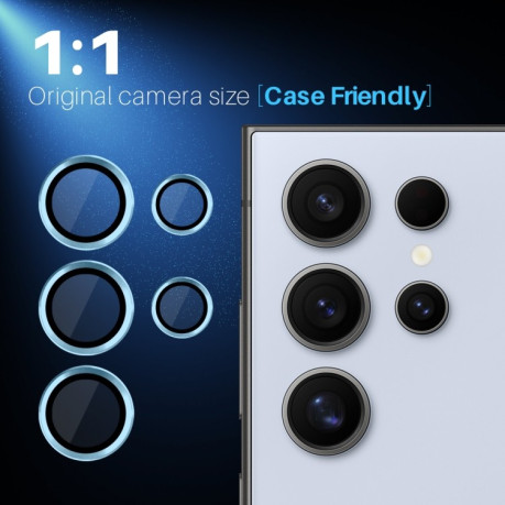 Захисне скло NORTHJO Glitter Camera Lens Protector Tempered Glass Metal Ring для Samsung Galaxy S25 Ultra 5G - синє