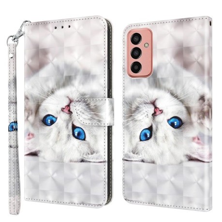 Чехол-книжка 3D Painting для Samsung Galaxy M13 4G / A23 / M23 5G - Reflection White Cat