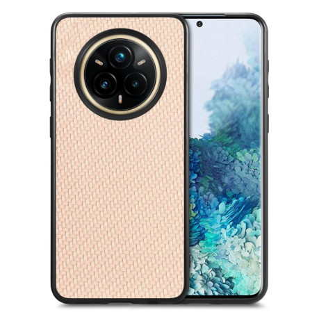Противоударный чехол Carbon Fiber Texture Leather для Realme 14 Pro+ - хаки