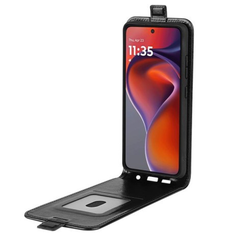 Флип-чехол Vertical Flip Leather Phone Case with Card Slot для Motorola Moto G15 - черный