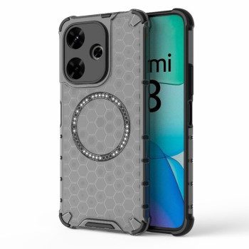 Противоударный чехол Honeycomb Magnetic Ring Shockproof на  Redmi 13 4G Global - черный