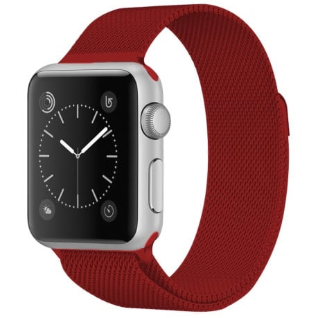 Браслет із нержавіючої сталі Milanese Loop Magnetic для Apple Watch Series 7 45mm / 44mm / 42mm - червоний